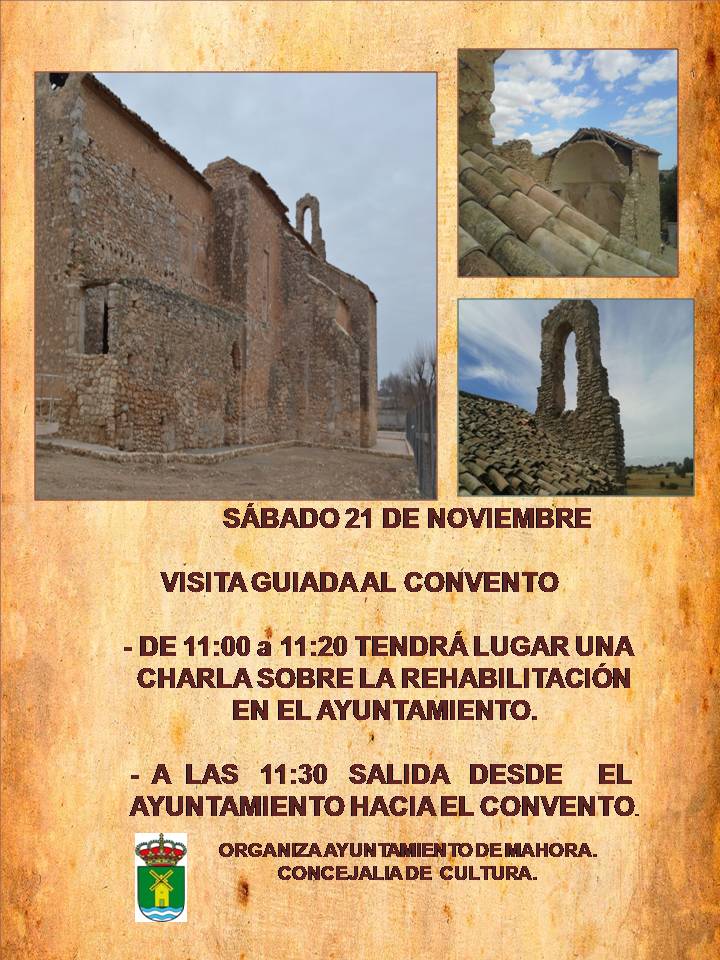 Cartel Visita guiada al Convento el próximo día 21 de noviembre.